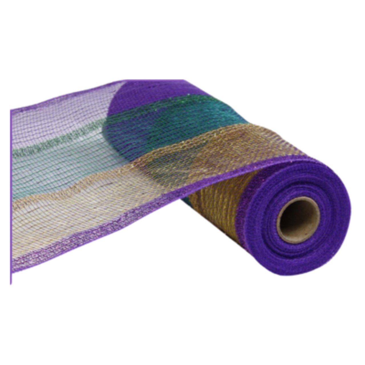 10.25" x 10yd Mardi Gras Wide Tinsel Foil Mesh - Purple/Green/Gold - Premium Wreath Supplies- RY840173